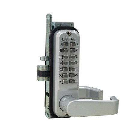 LOCKEY Mechanical Keyless Narrow Stile Lever Lock Single Combination Satin Nickel 2985-SN
